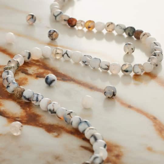 Black & White Fire Agate Round Beads by Bead Landing